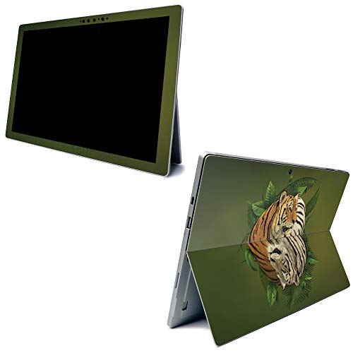 Image of MightySkins Carbon Fiber Skin for Microsoft Surface Pro 7 - Tiger Yin Yang | Textured Carbon Fiber Finish | Easy to Apply, Remove, and Change Styles | Made in The USA