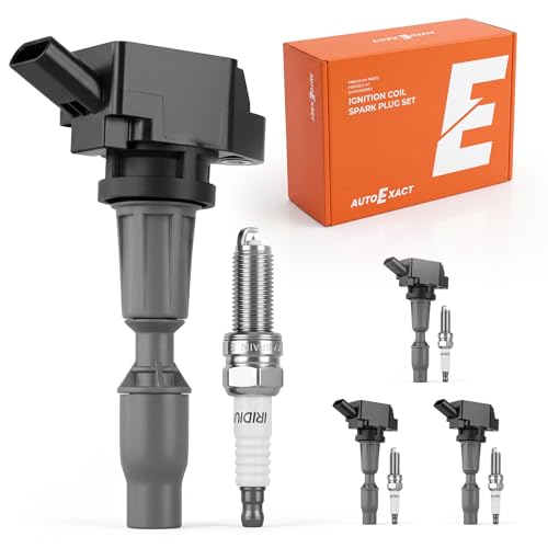 Autoexact Ignition Coil Packs and Iridium Spark Plugs Set Fit for Hyundai 2015-2019 Sonata Santa Fe Sport Tucson Kia 2017-2022 Sportage Optima Sorento 2.4L L4, 4 Packs Direct Replace UF764 93175
