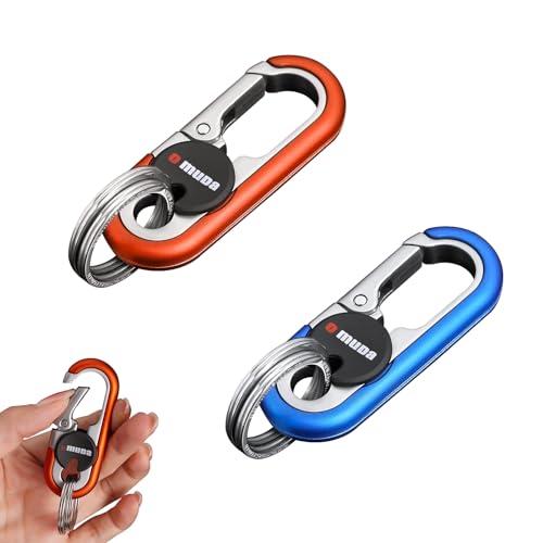 Image of Key Chains Men, 2024 Car Key Chain for Men, Anti-Loss Keychain with Double Keyrings, Quick Release Key Chain (2pcs,Blue+Orange)