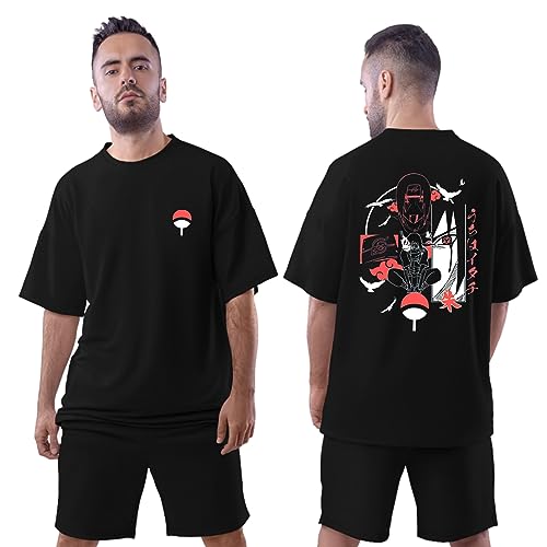 Image of Be Crazy Oversized Loose Baggy Fit Drop Shoulder Half Sleeves Pure Cotton Anime Graphic Printed T-Shirt for Men