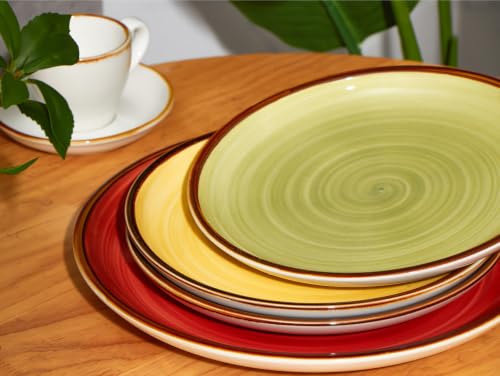 Image of ONEMORE Porcelain Dinner Plates 8.5 inch Dessert Salad Plates Ceramic Plates with Speckle Serving Dishes Set of 4, Microwave, Oven and Dishwasher Safe