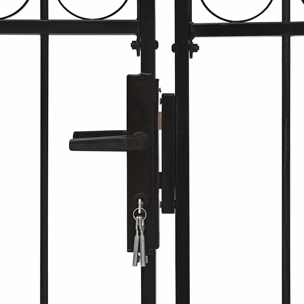 Portal doble batiente acero arqueado 400 x 150 cm para jardín valla