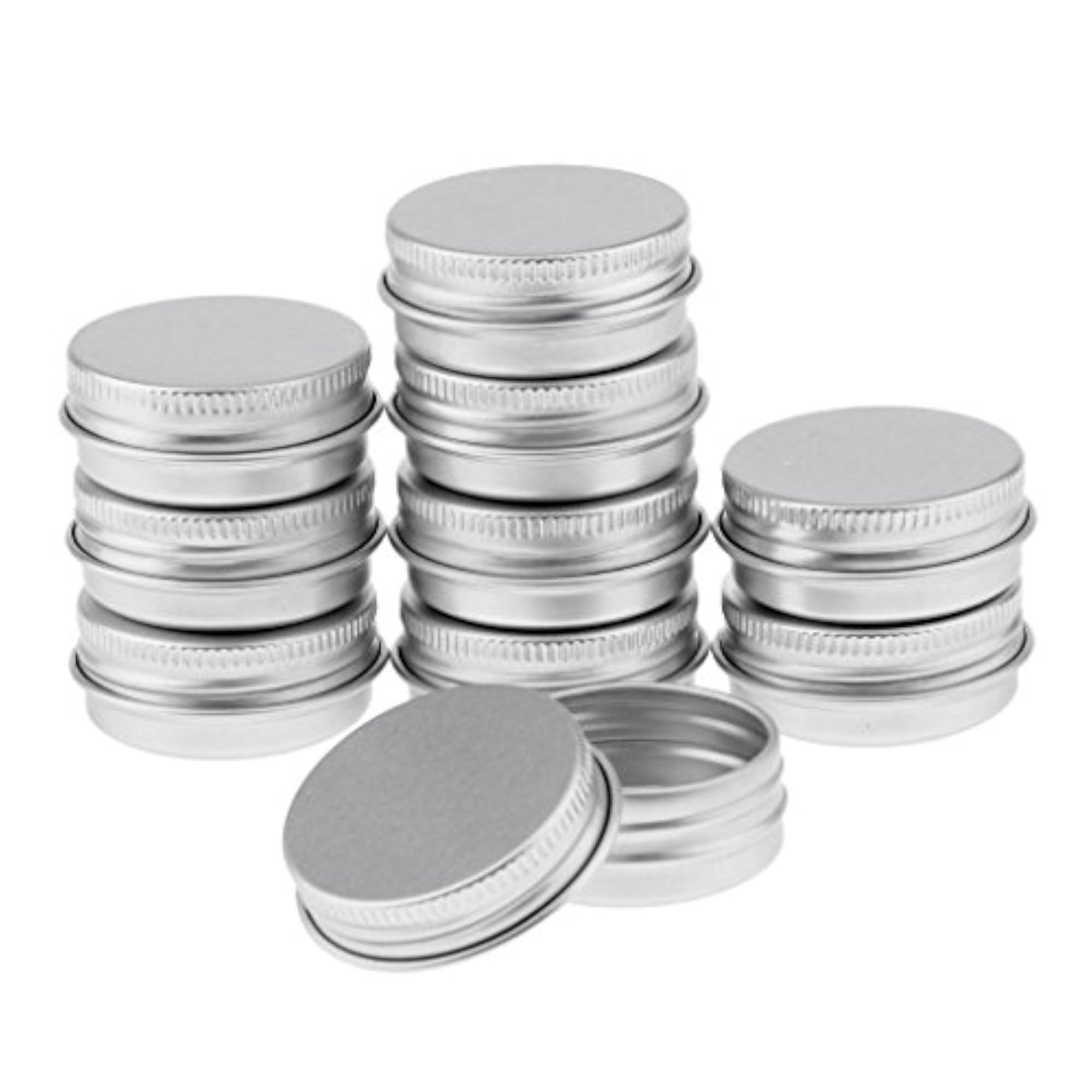 1/2-Ounce Screw Top Flat Aluminum Silver Slide Round Tin Containers for Lip Balm