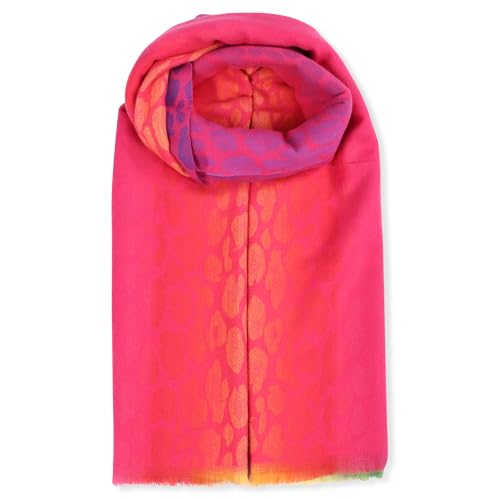 malito - Damen Schal 100% Viskose - Pashmina Stil Herz Leo Sterne Ornamente - zeitloser Winterschal modern & atmungaktiv - basic Überwurf Stola S606 - (Leo-pink)