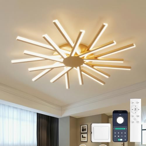 YOLEDY Φ96cm Lustre Led Salon, Grand Ceiling Light Moderne, Luminaires Intérieur Plafonnier avec 18 Lumière, Dimmable, Éclairage de Plafond avec...
