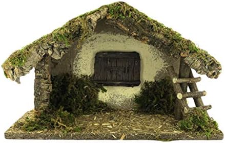 Cabane Crèche Vide Avec Mur En Pierre - Pour Figurines 6/7 Cm - Fabriqué Main Italie - 24x13x15 Cm