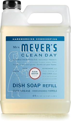 MRS. MEYER'S CLEAN DAY Liquid Dish Soap Refill, Rain Water, 48 fl. oz