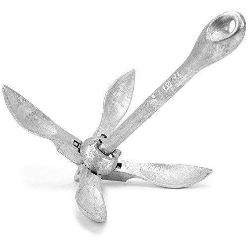 Crown Sporting Goods Galvanized Folding Grapnel Boat Anchor - Collapsible Spike Hook for Shallow Water - Boating Accessories for Kayaks, Canoes, Paddle Boards, & Small Watercrafts