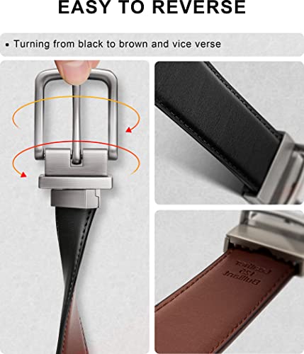 BULLIANT Ceinture Homme, En Cuir Reversible Ceinture 30mm,une ceinture de renverser deux couleurs,Taille Ajustee - Noir/Brun Foncé - 100cm/30 -32 taille réglable - Image 4