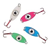 Tundra Tackle Co. FireFly Lighted 4-Pack Fishing Spoon - Discover LED Electronic Battery Powered Underwater Light-Up Lure Jigs of Many Colors to Attract Fish