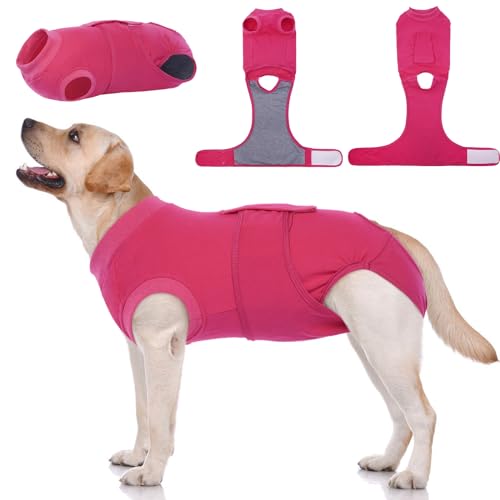 Kuoser Dog Surgery Suit Female Spay, Dog Recovery Suit Male Neuter, Puppy Clothes Onesie for Surgery Anti Licking Abdominal Wounds Pet Surgical Recovery Bodysuit Shirt, Substitute E-Collar & Cone