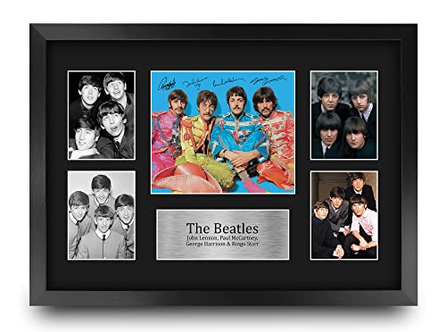 HWC Trading FR A3 The Beatles Los Regalos Imprimieron La Imagen Firmada Del Autógrafo Para Los Fans De Los Recuerdos De La Música - A3 Framed
