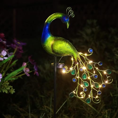 Solar Gartenleuchte Metall Pfau Gartendeko Wasserdicht Pfau Solar...