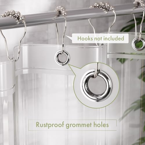 Image of AmazerBath Camper Shower Curtain Liner 60x64, Clear Shower Curtain Liner, Waterproof Plastic Shower Liner, Cute Lightweight PEVA Shower Curtain with 3 Magnets and 10 Rustproof Metal Grommets