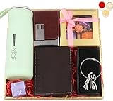 Bhai dooj Gift Set for Brother/bhai dooj Gift Hamper for Brother/bhai dooj Gift-Tray+Chocolate Box+Wallet+Metallic Card Holder+Water Bottle+Roli chawal chandan
