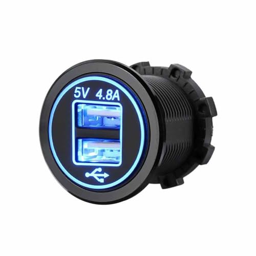 12/24V 4.8A Dual USB Charger Socket Waterproof USB Port USB Charger Socket for Marine Truck Motorcycle Car etc