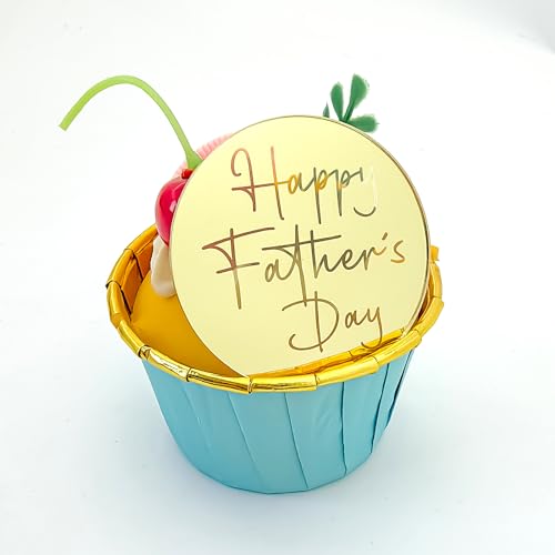 6 adornos acrílicos para cupcakes del día del padre, discos acrílicos dorados para decoración de tartas para el día del padre, cumpleaños y celebraciones