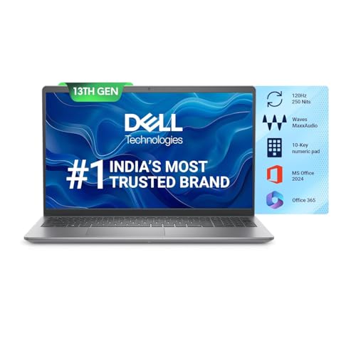 Dell Vostro 13th Gen Laptop Intel, Intel Core i3-1305U, 15.6' FHD 120Hz 250 nits Narrow Border Display, 16GB DDR4 RAM, 512GB, Intel UHD Graphics, Win 11 + Office H&S 2024, Titan Grey, 1.66Kg