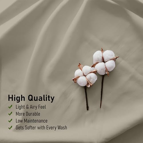 RUVANTI 100% Cotton Sheets Queen Size Set, 4 Pieces, Soft & Breathable Percale Weave Bedding, Deep Pocket 16", Hotel Standard, Crisp Cool Feeling, Durable, Perfect Dyed Bed Sheet, Taupe