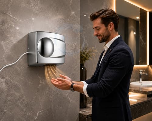 Image of BATH GURU 1500W Automatic Hand Dryer Wall Mounted - High-Speed Touch-Free Electric Hand Dryer, Warm Air, Durable Metal Body - Commercial Hand Dryers for Bathroom, Hotel, Office, Restaurant & Hospital