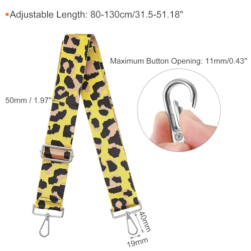 Image of uxcell Purse Strap Replacement, 31-51inch Adjustable Polyester Leopard 2inch Wide Crossbody Shoulder Strap for Handbag Guitar(Yellow, Silver Buckle)