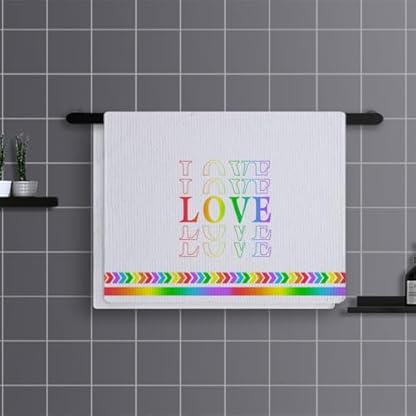 Geschirrtücher Bunte Liebe Handtücher Waffeltücher Küchentücher Geschirrhandtücher Saugfähige Trockentücher Küche Multi-Purpose Abtrockentücher Küche Handtuchset 4 Stück (40x60cm)