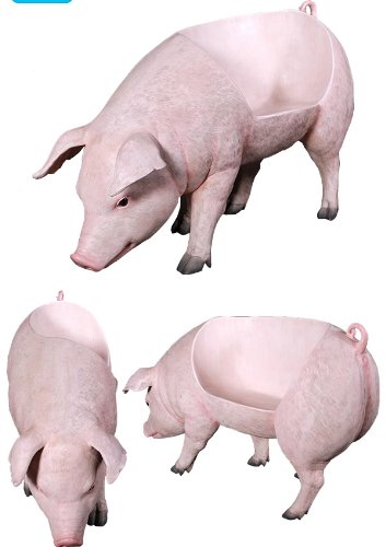 Amazon.co.jp: FRPアニマルオブジェ 太った豚のベンチ 置物 動物
