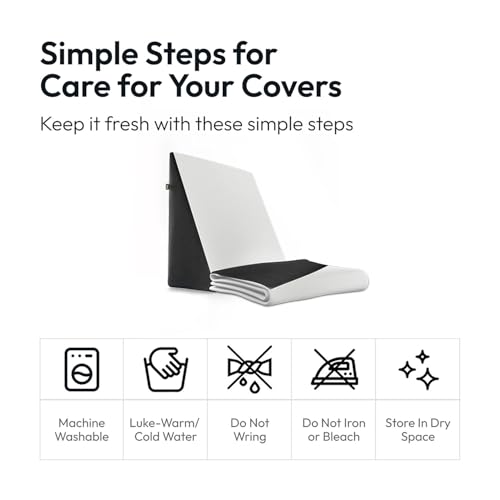 Image of Frido Wedge Plus Cushion Velvet Cover | Ultrasoft, Breathable & Cool Pillow Cover | Aesthetic Pillow Cover for Home | Durable & Machine-Washable | White & Grey