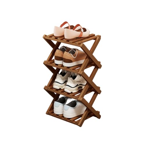 XUDREZ Étagère à chaussures pliable en bois, gain de place, en bambou, sans installation, support à chaussures étroit pour petits espaces et coins