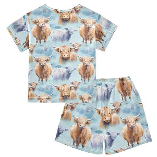 Highland Cow Animal Pajama Set Pajamas Sleepwear Nightwear Loungewear Clothes Set B04030212