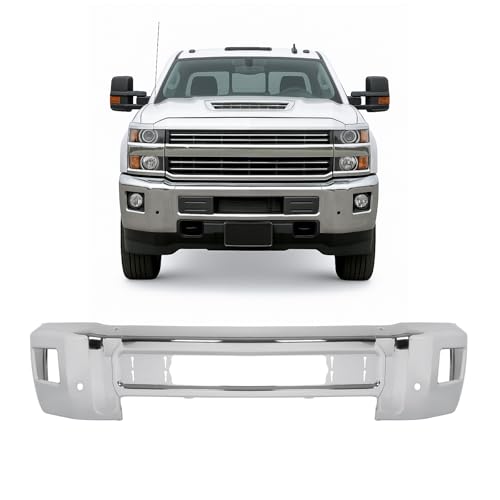 KUAFU Front Bumper Face Bar Compatible with 2015-2019 Chevy Chevrolet Silverado 2500 3500 HD Face Bar W/Fog Light & Parking Aid Sensor Holes 3PCS Replace For GM1002850 23229369