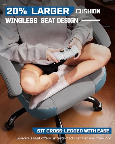 LUCKRACER Chaise de gaming avec accoudoirs connectés, coussin en mousse à mémoire de forme, angle d'inclinaison de 90 à 155 ° et repose-pieds en tissu fonctionnel résistant, gris – Image 6