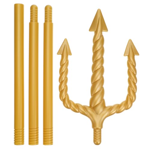 ANDRESLAD Tridente Dorado de Plástico para Disfraz de Halloween, Accesorio Cosplay de 3 Puntas, Ligero y Cómodo, Adecuado para Fiestas y Mascaradas, Decoración Temática para Disfraces