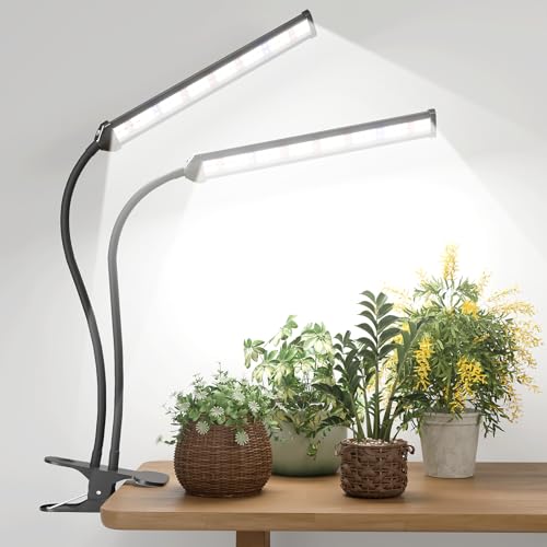 Image of GooingTop LED Grow Light,White Full Spectrum Clip Plant Growing Lamp with High Power Red Blue LEDs for Indoor Plants,Dimming & Optional Auto Timer