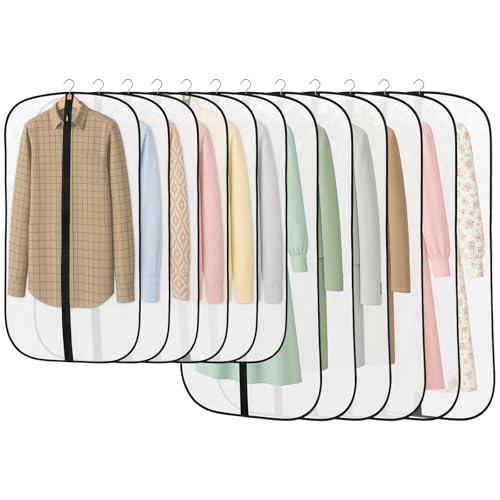 Dntorx 12 Stück Kleidersack 120/100 x 60 cm Kleidersäcke PEVA Durchscheinende Kleiderschutzhülle mit Reißverschluss Kleiderhülle zum Schutz von Anzug Hemd Kleider Mantel