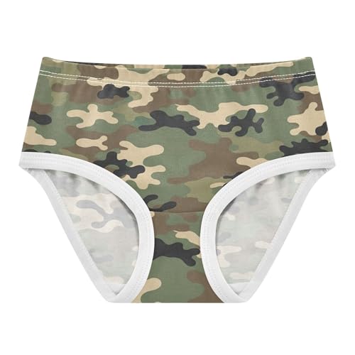 Girls Underwear Toddler 2t Cotton Panties for Girl Animals Kids Undies Briefs Classic Camouflage Green Beige - Main Image