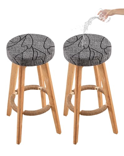 Image of CRFATOP 2 Pack Waterproof Bar Stool Covers Round Seat Slipcover,M,15