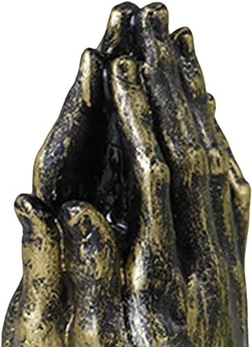 Estatua de manos orantes en resina color dorado miniatura 6