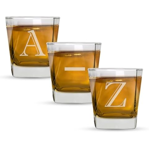 Monogram Whiskey Glasses 2 pcs - A - Z Customized Ideal for Crafting Old Fashioned Cocktails – Unique Bourbon Glasses - best personalized Glass Gifts for mens - (Letter S) Cover