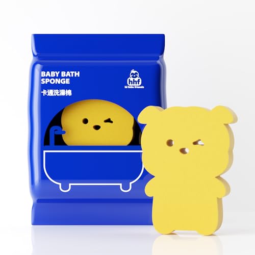 Image of Baby Bath Sponges for Newborns,Cute Shape Baby Sponge for Bathing,Toddler Bath time,Extra Soft Bath Sponge for Kid,Dog,Dinosaur (Yellow, Dog)