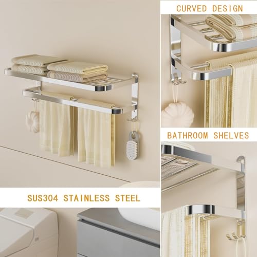Image of BRANCO Stainless Steel Folding Towel Rack for Bathroom /Towel Stand /Hanger /Bathroom Accessories (24 Inch)