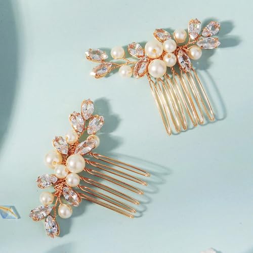 Set de 2 Peines para Novia con Perlas y Cristales miniatura 5
