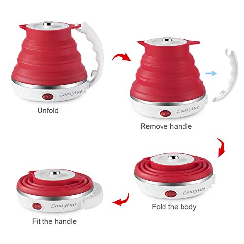 Image of Ultrathin Upgraded Food Grade Silicone Travel Foldable Electric Kettle Boil Dry Protection Portable with Dual Voltage and Separable Power Cord,555ML 110-220V US Plug