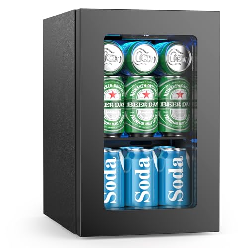 Image of Electactic 24 Cans Beverage Refrigerator Cooler, Mini Fridge Countertop Drink Cooler for Soda, Canned Beer, Adjustable Digital Temperature Control for Home Dorm Office, Black