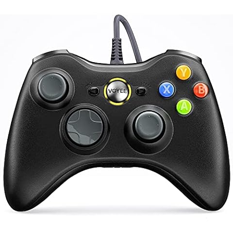 VOYEE Wired Controller Compatible with Microsoft Xbox 360 & Slim/PC Windows 10/8/7, with Upgraded Joystick, Double Shock | Enhanced (Gray) Cover