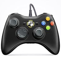 VOYEE PC Controller, Wired Controller Compatible with Microsoft Xbox 360 &amp; Slim/PC Windows 10/8/7, with Upgraded Joystick, Double Shock | Enhanced (Gray)