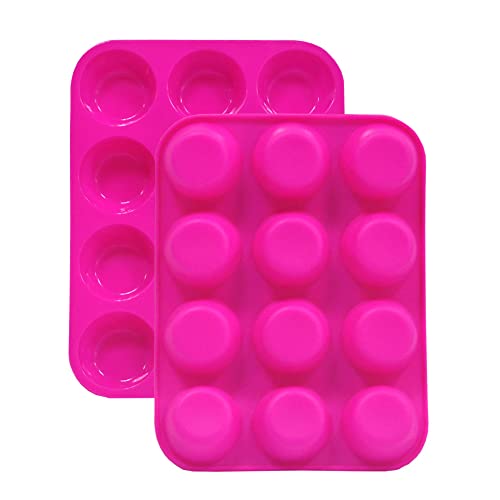 Silikon Muffinform Blech für 12-er Muffins, Sinoskye Muffin Backform Cupcake Formen, Backförmchen Gut für Brownies, Pudding, Kuchen, Rose Cover