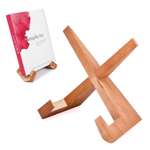 Regal Trunk & Co. Supporto per libri di cucina in legno - Supporto decorativo per libri di ricette rustiche per cucina - Supporto per libri in legno per riviste, tablet, espositori per artigianato, di