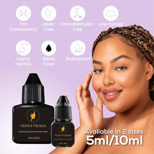 Venus Visage A041D Eyelash Glue For Professional Lash Extensions 1 2 Sec Dry Time & 6 7 Weeks Bonding Extra Black & Strong Latex Free Lash Adhesive (5Ml),0.16 Fl Oz (Pack Of 1)' thumb #3
