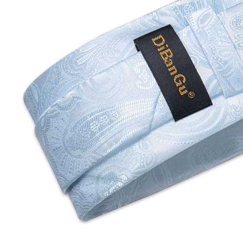 Image of DiBanGu Mens Paisley Tie Sets Silk Jacquard Woven Floral Necktie and Pocket Square Cufflinks Wedding Business Party